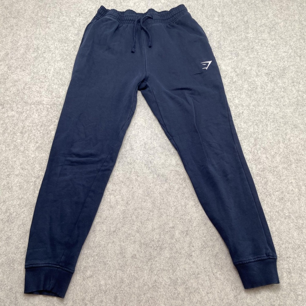 Gymshark Pants Mens Small (26x25) Blue Fleece Joggers Elastic Waist Pockets